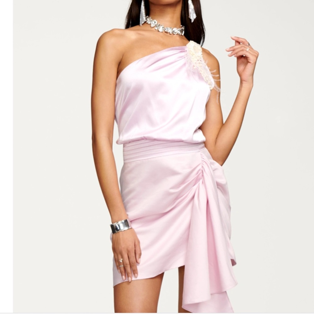 Ramy Brook Susie One Shoulder Mini Dress Size 4 Wedding Guest In Pale Lavender